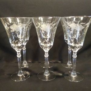 6 Vintage Riekes-Crisa Cut Crystal Water Goblet 470-9